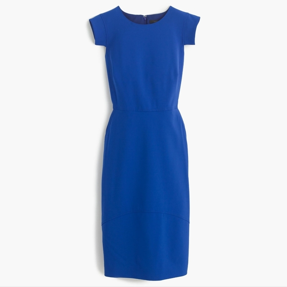 J. Crew Dresses & Skirts - J Crew Resume Dress Wool Blend Sheath Cap Sleeves Pockets Size 8 Royal Blue